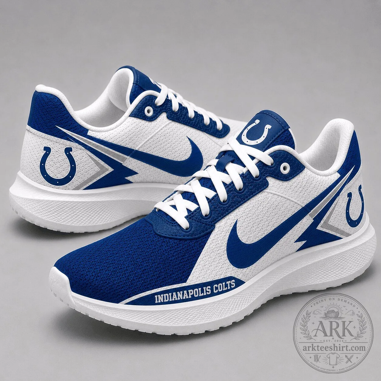 Indianapolis Colts Team Logo White and Blue Running Shoes