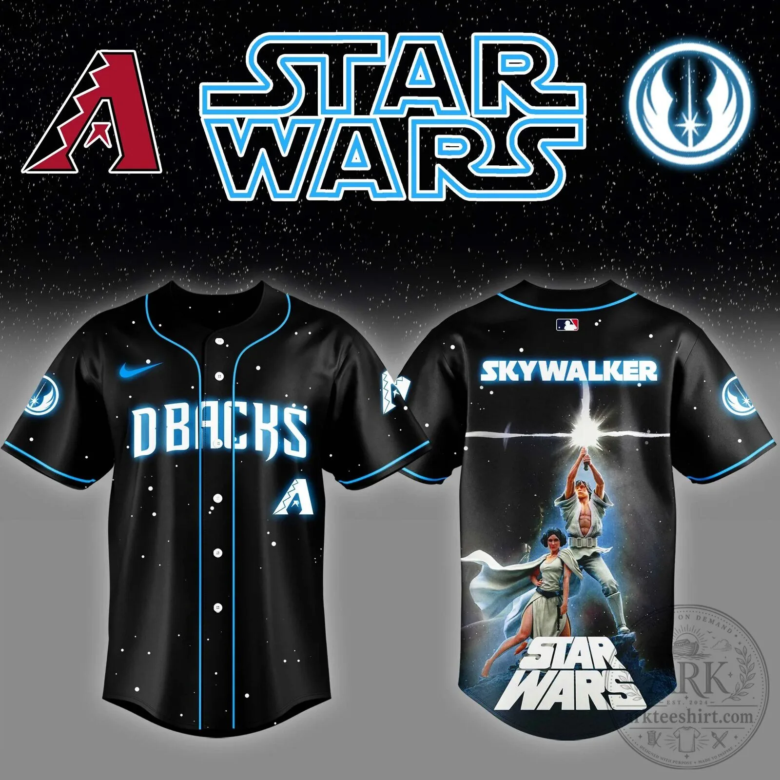 Luke Skywalker Arizona Diamondbacks Star Wars Baseball Jersey