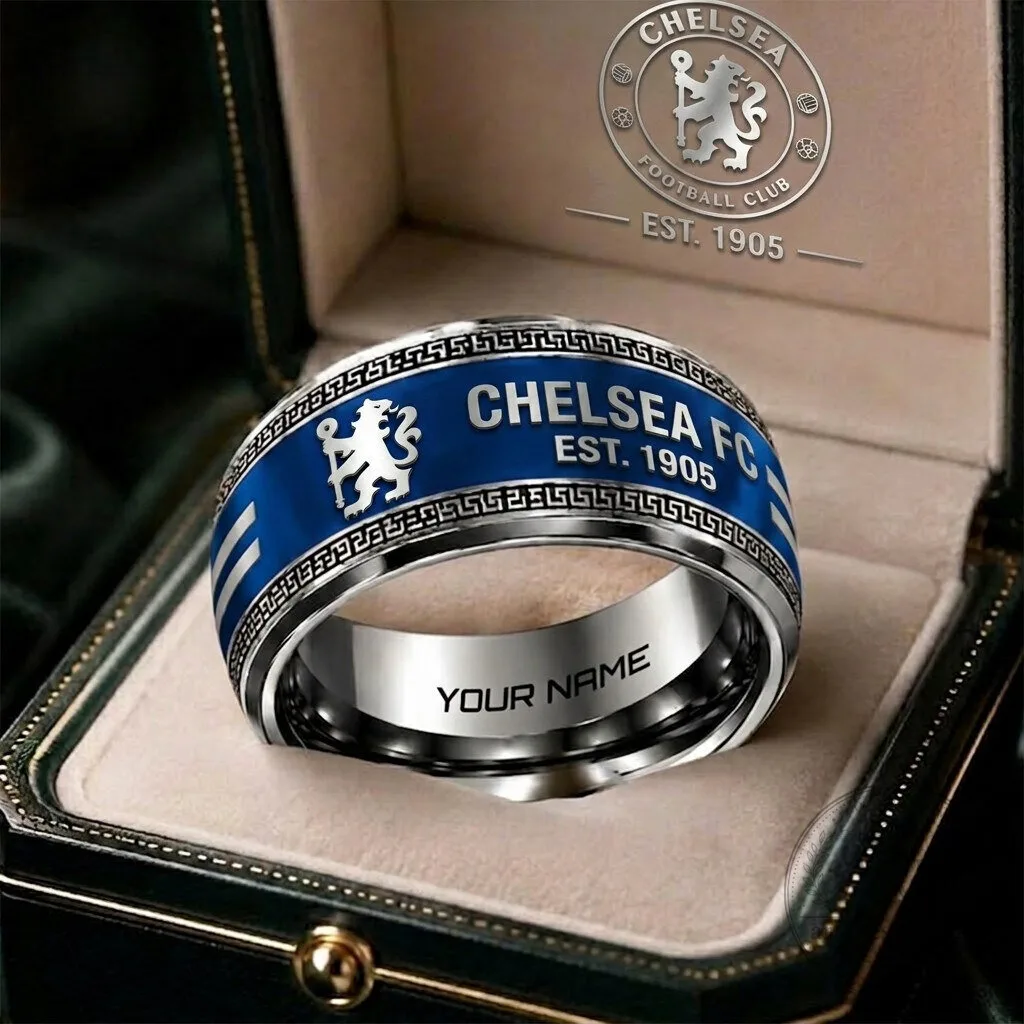 Chelsea Football Club Personalized Ring, Chelsea FC Est. 1905 Silver Band