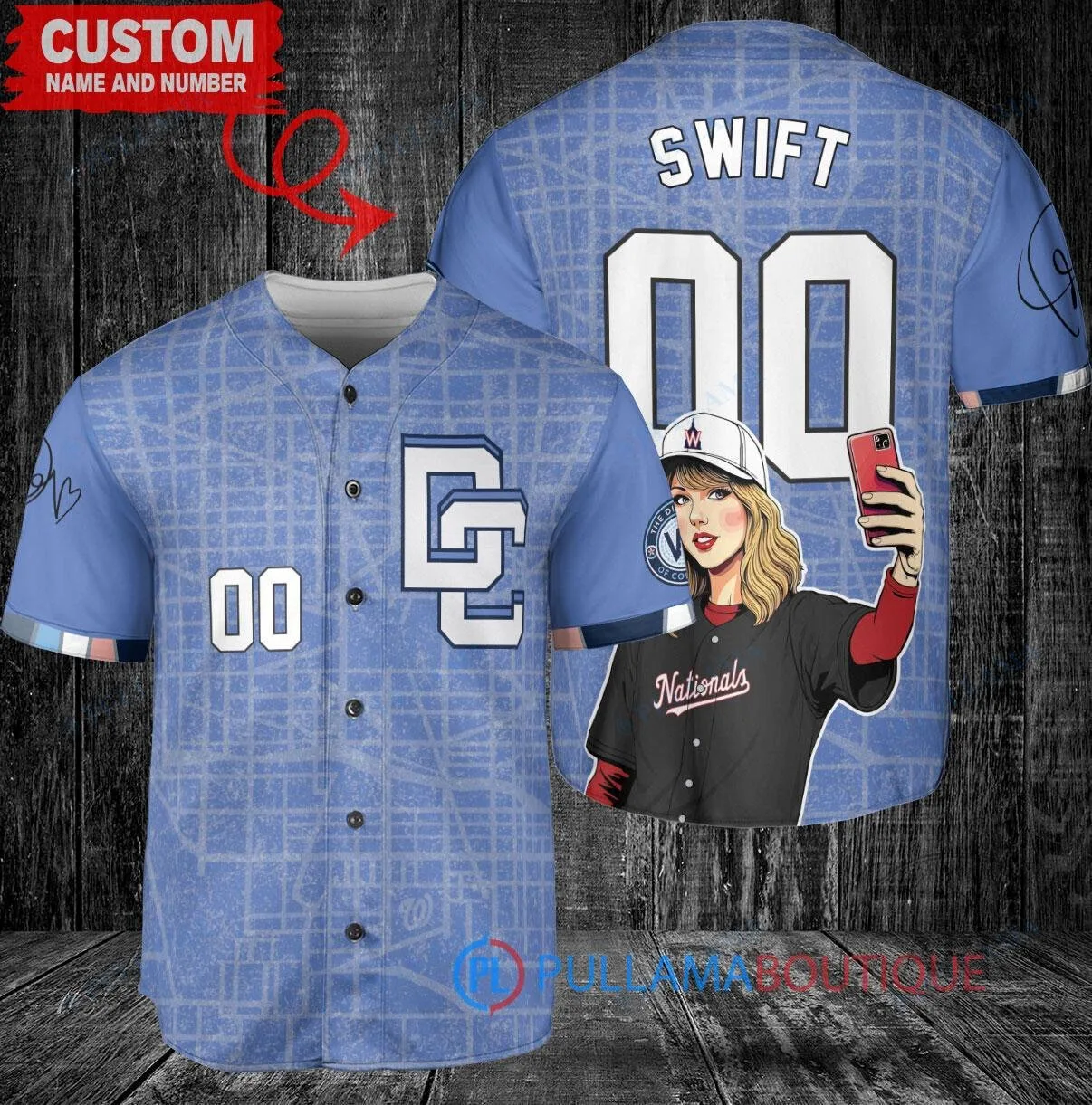 Taylor Swift Washington Nationals Baseball Jersey Custom Name and Number