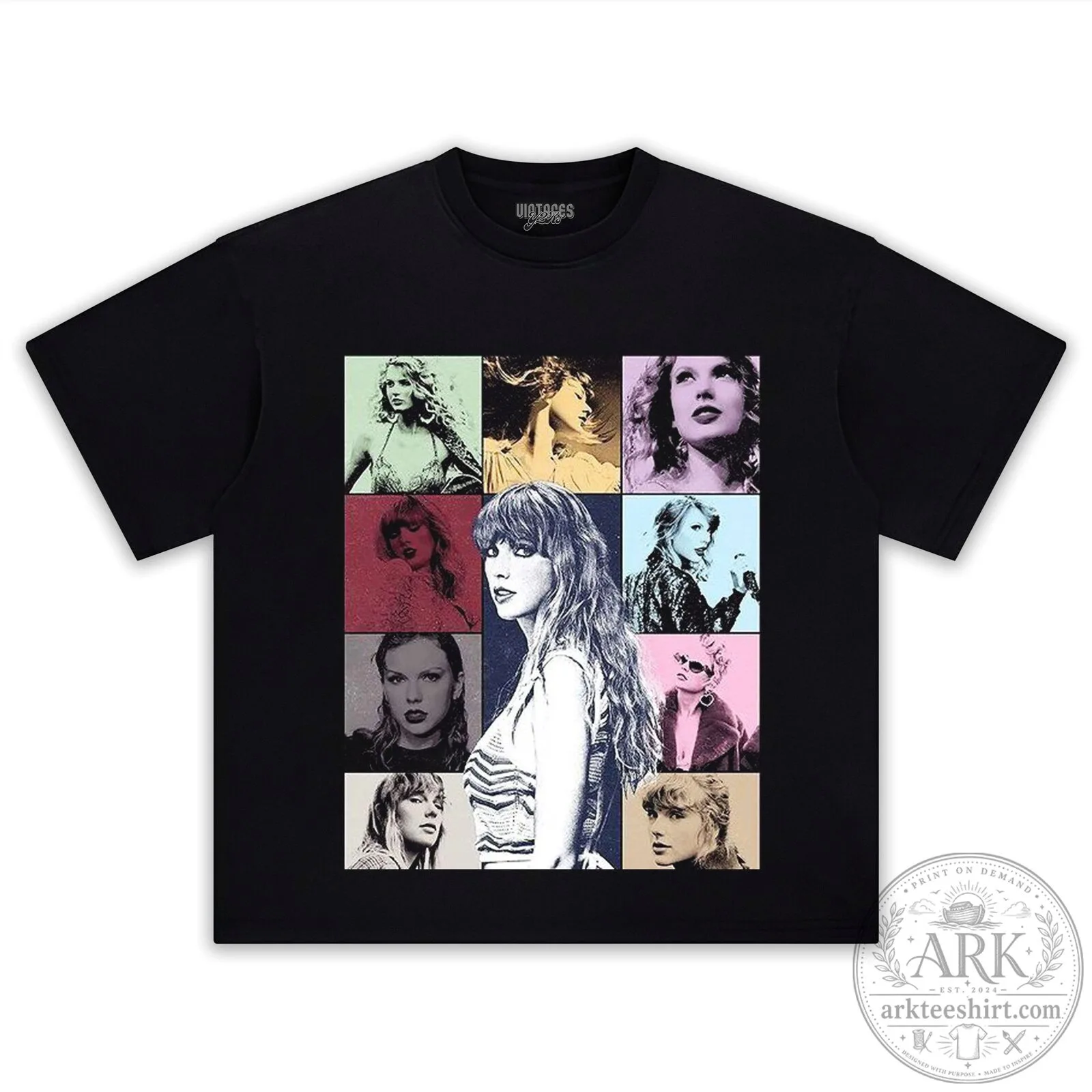 Black T-Shirt Featuring Pop Art Inspired by Taylor Swift's Eras Tour