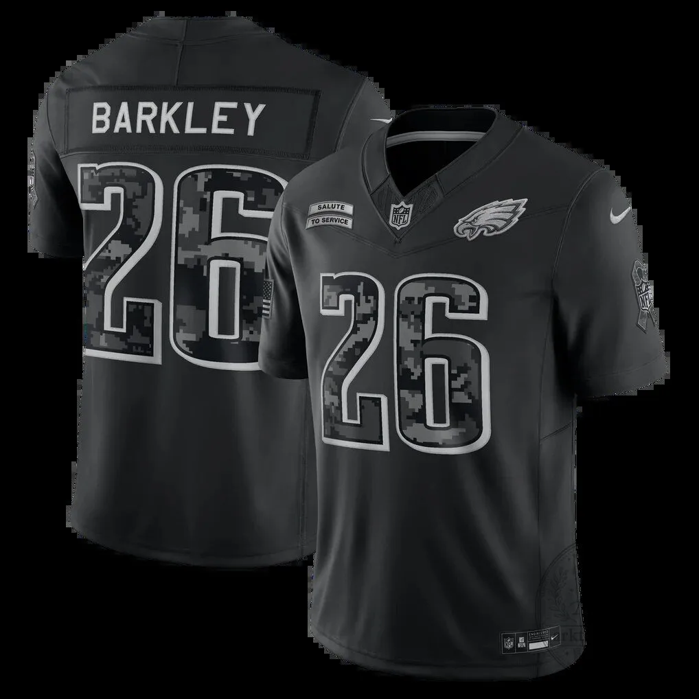 Philadelphia Eagles Saquon Barkley Black 2026 Salute to Service Football Jersey