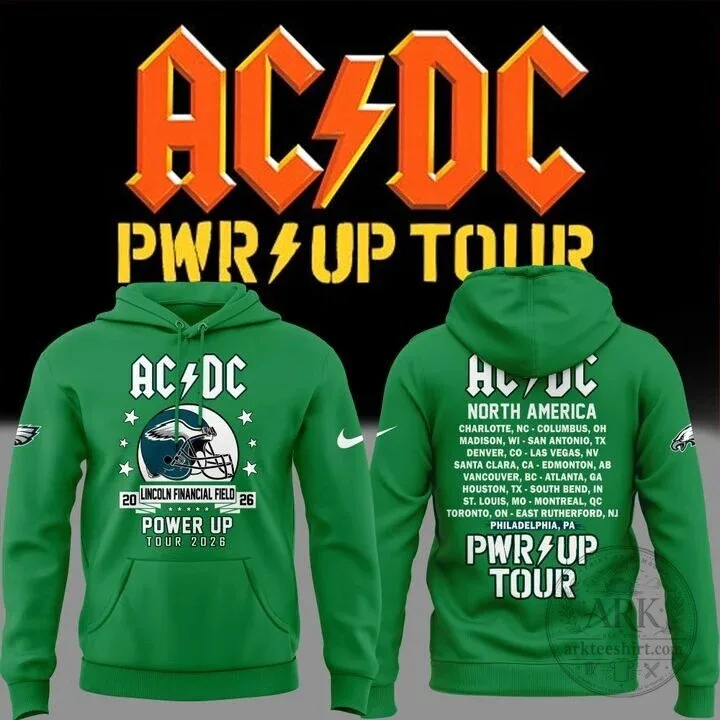 AC/DC Power Up Tour Philadelphia Eagles Green Hoodie