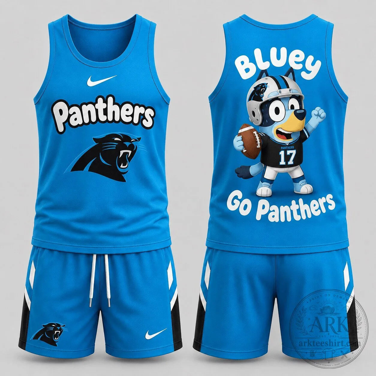 Carolina Panthers Bluey Cartoon Character Football Tank Top