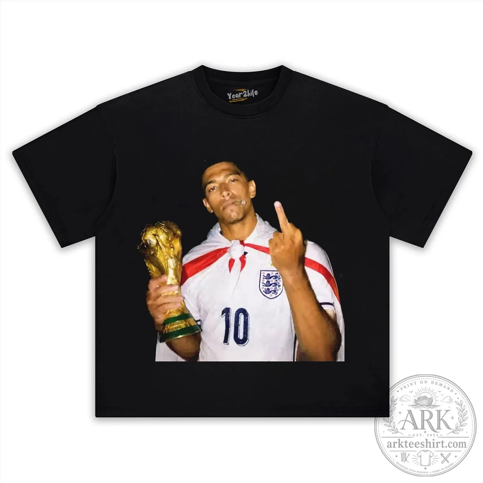 Black T-Shirt Celebrating Jude Bellingham as England Football World Cup Champion
