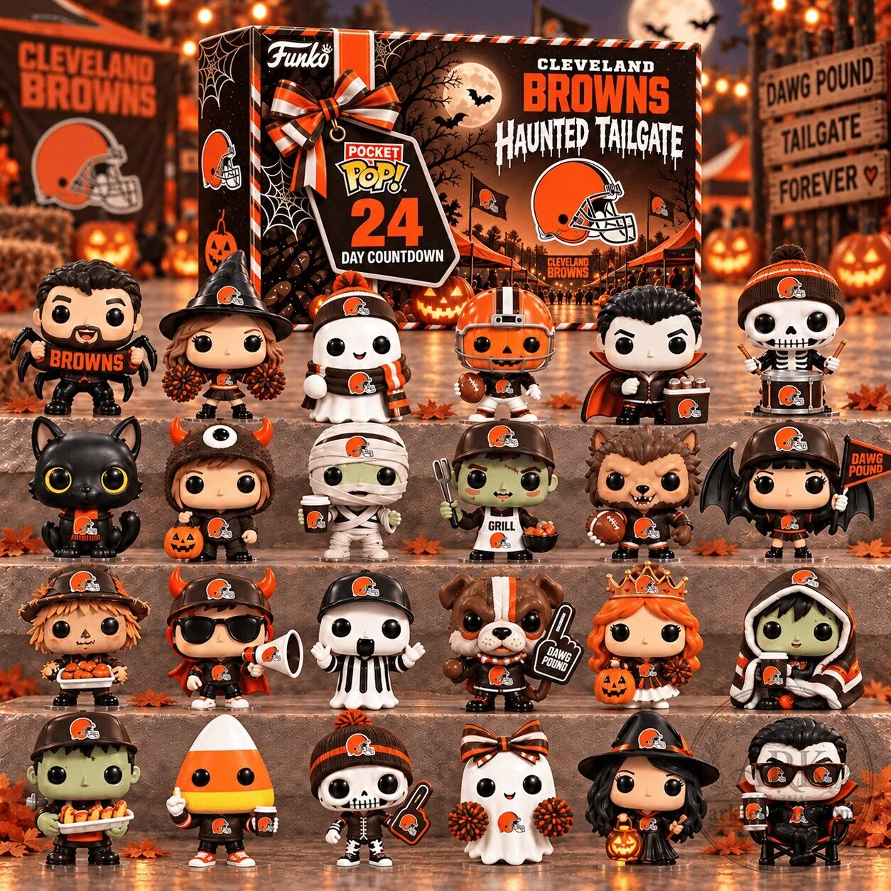 Cleveland Browns Haunted Tailgate Funko Pocket Pop 24 Day Countdown Advent Calendar