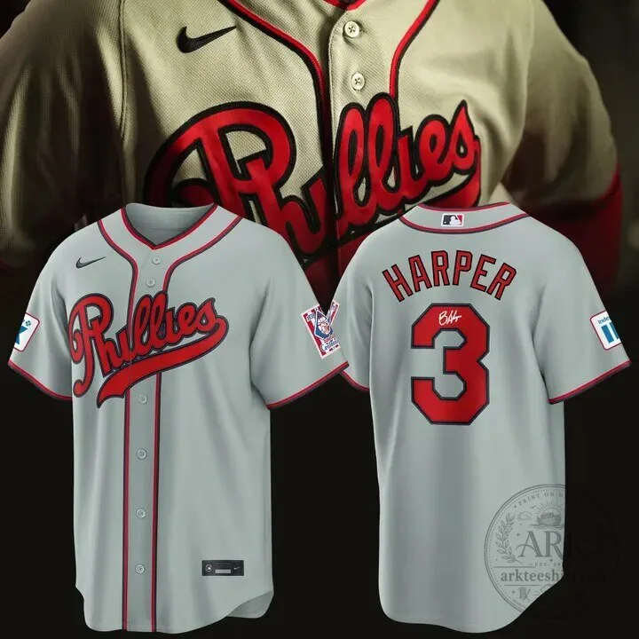 Bryce Harper Philadelphia Phillies Gray Baseball Jersey 2026 Field of Dreams Edition