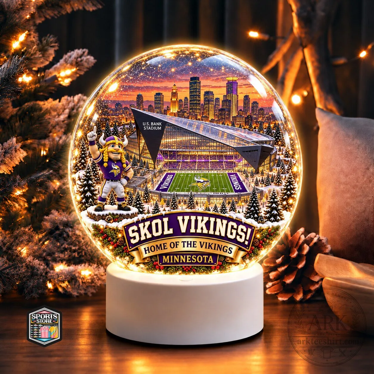 Minnesota Vikings Skol Vikings Christmas Snow Globe Home Decor