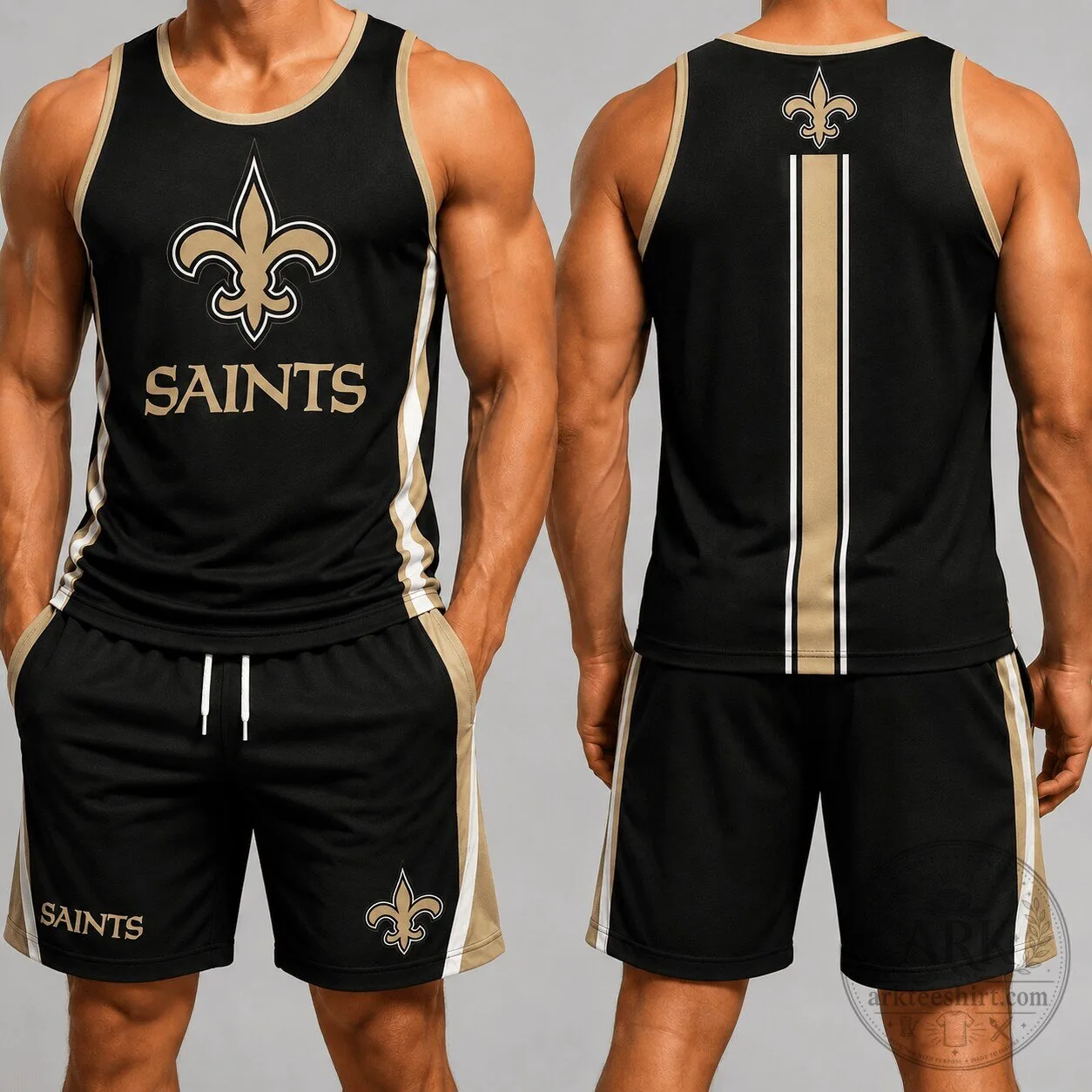 New Orleans Saints Football Team Black Gold Athletic Tank Top