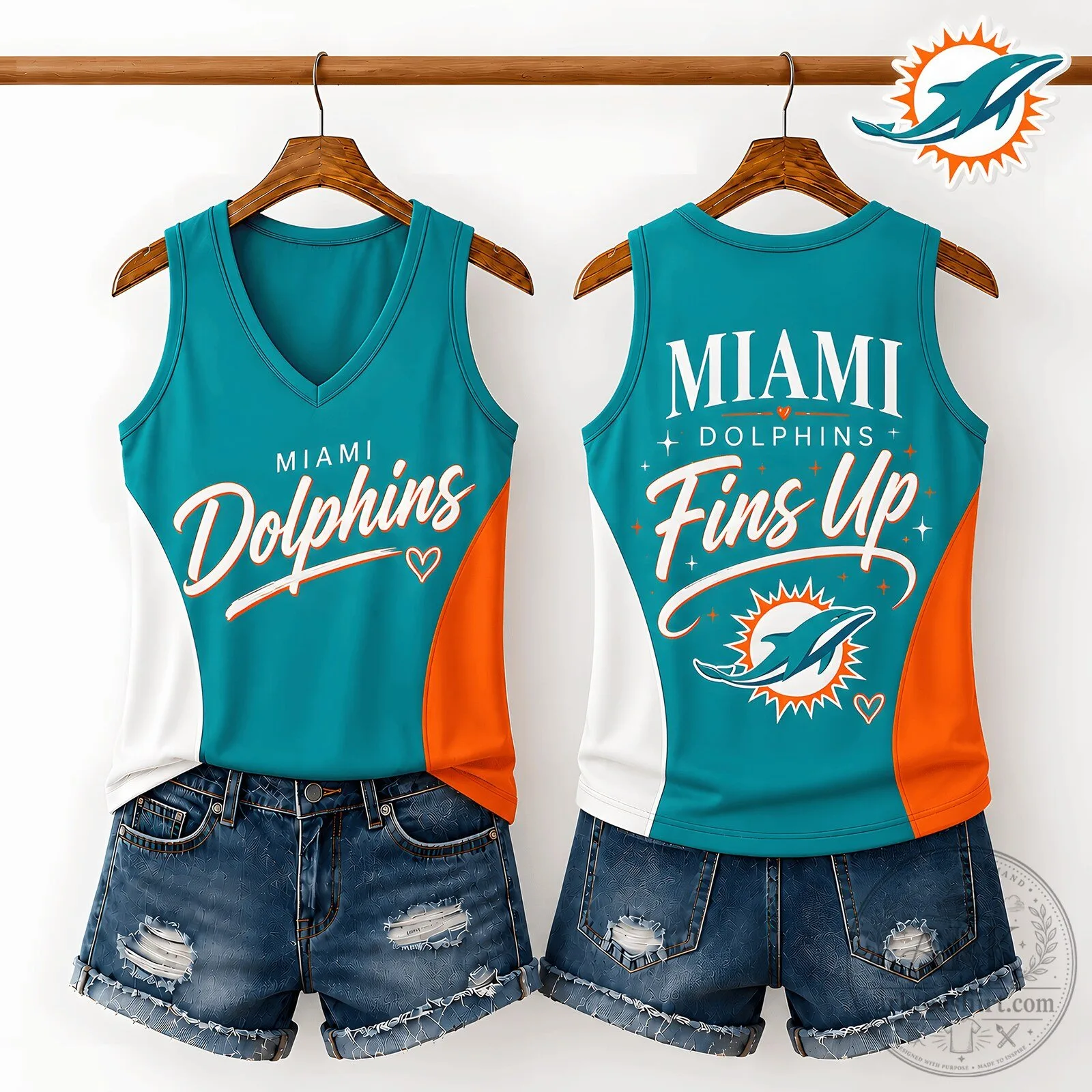 Miami Dolphins Fins Up Women's V-Neck Tank Top