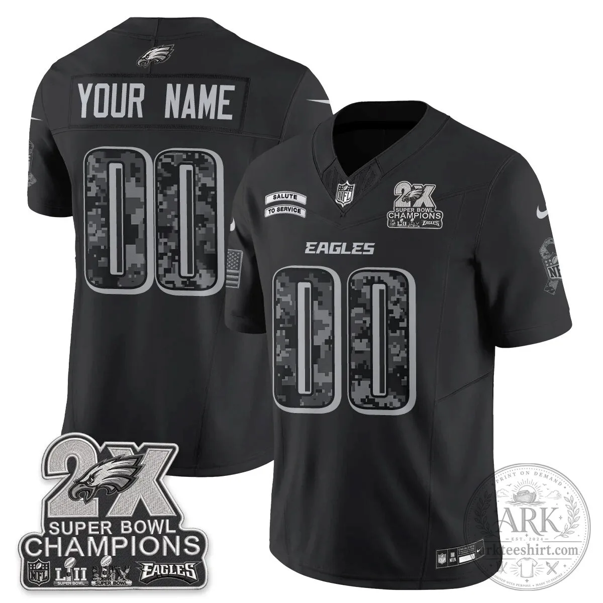 Super Bowl Champions Football Jersey - Philadelphia Eagles Salute To Service Edition