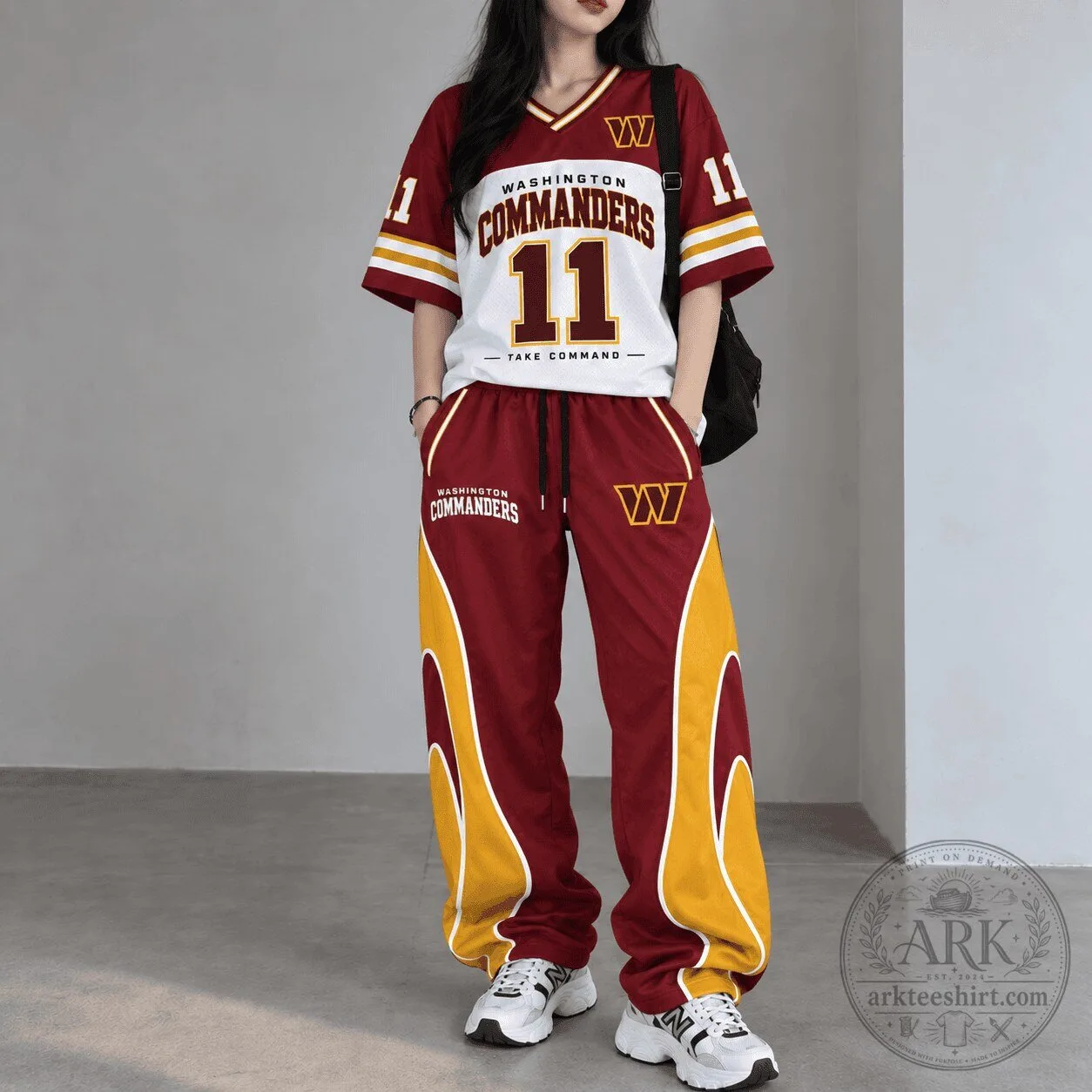 Washington Commanders Football Team Spirit Flame Set Jersey and Pants