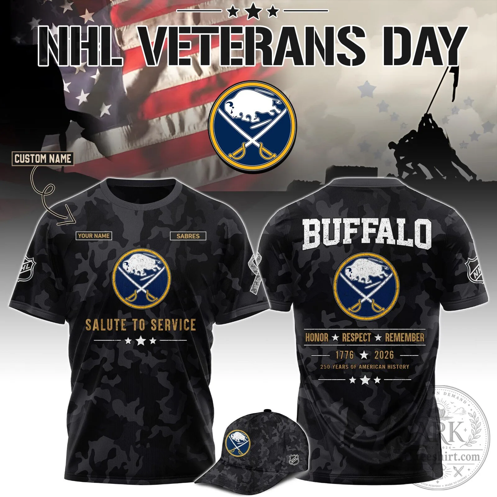 Buffalo Sabres Veterans Day Salute To Service Camouflage T-Shirt