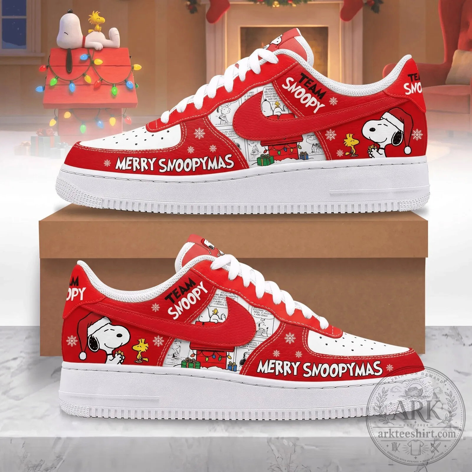 Snoopy Merry Snoopymas Christmas Holiday Low Top Shoes