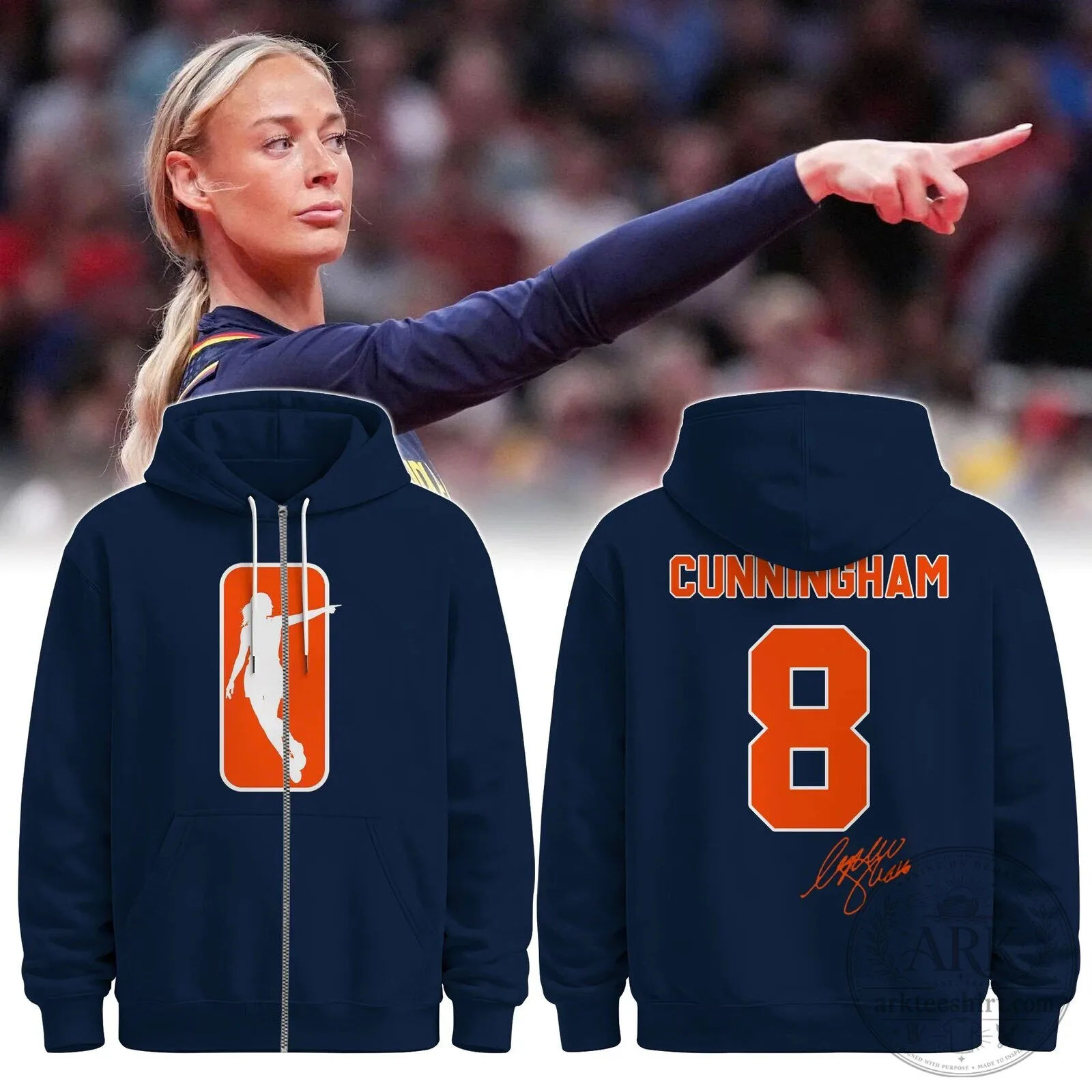 Sophie Cunningham Basketball Player Navy Blue Zip Hoodie