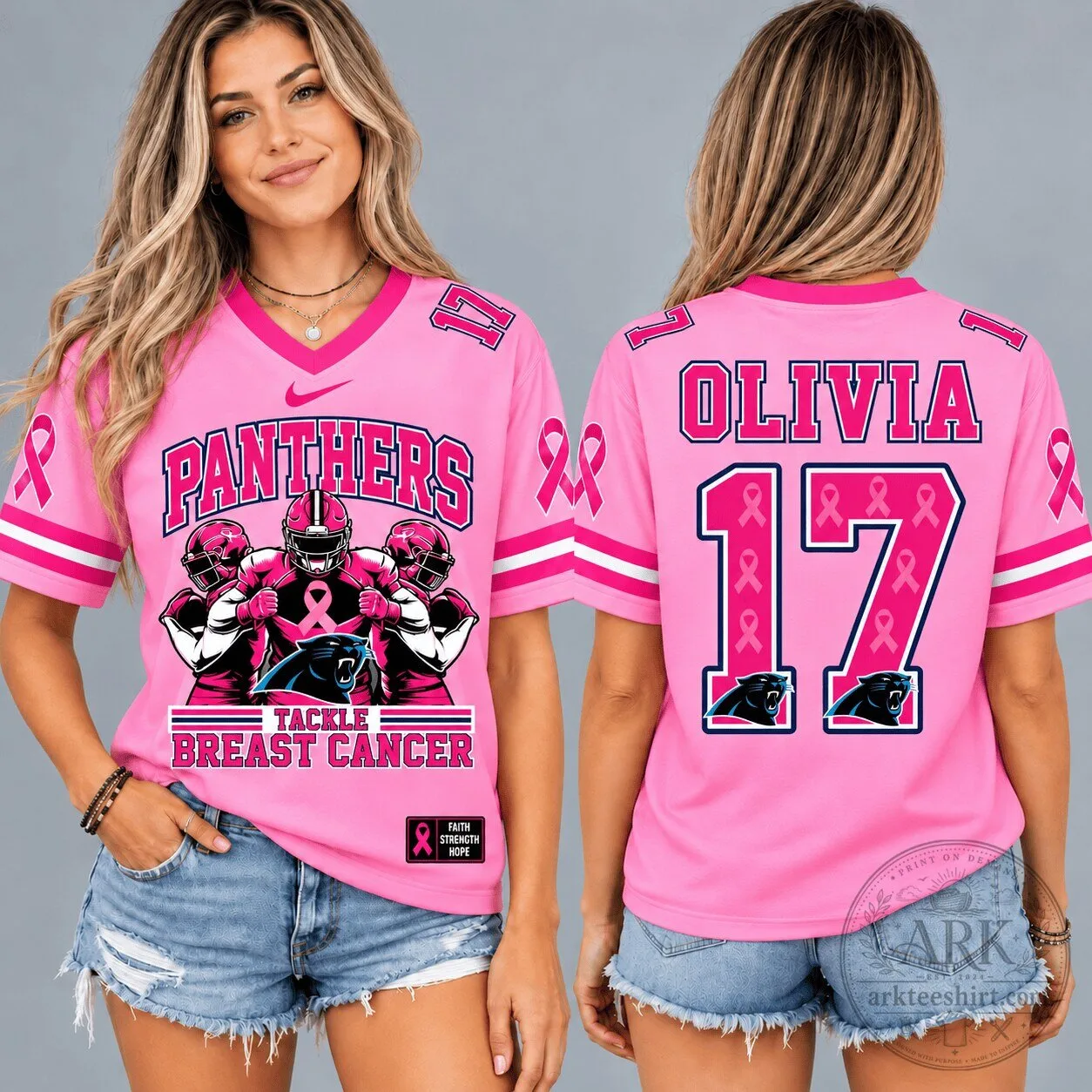 Carolina Panthers Pink Ribbon Breast Cancer Awareness Personalized Football Jersey 5 Carolina Panthers Pink Ribbon Breast Cancer Awareness Personalized Football Jersey