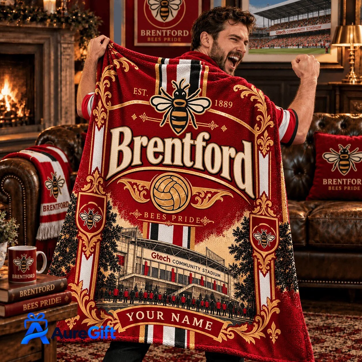 Brentford Football Club Personalized Fleece Blanket
