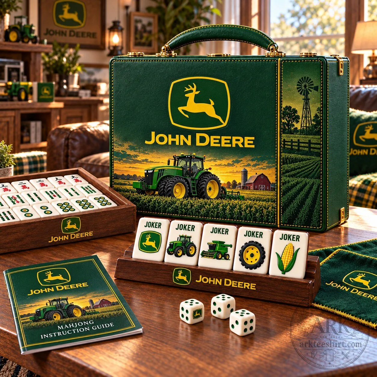 John Deere Premium Mahjong Game Set with Instruction Guide