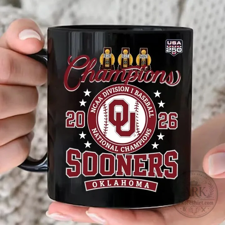 Oklahoma Sooners Baseball National Champions Black Coffee Mug