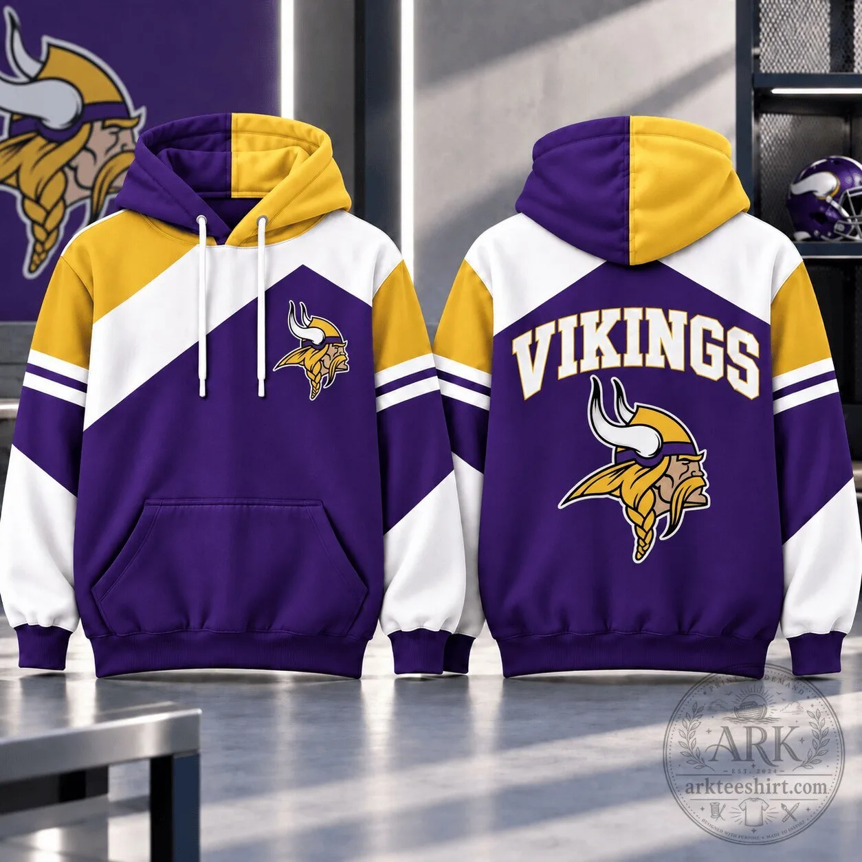 Minnesota Vikings Dynamic Color Block Team Hoodie for Men and Women