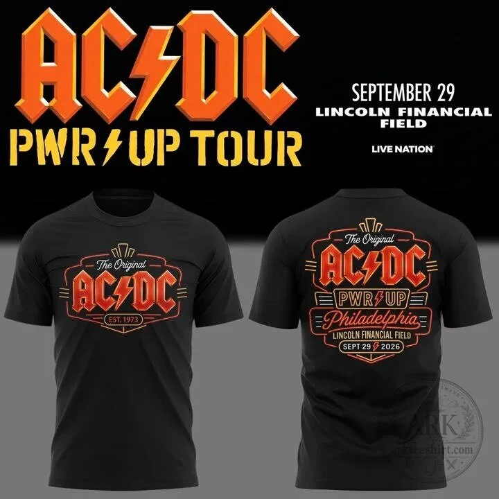 Black T-Shirt for the Philadelphia Concert Event of AC/DC Power Up Tour 2026