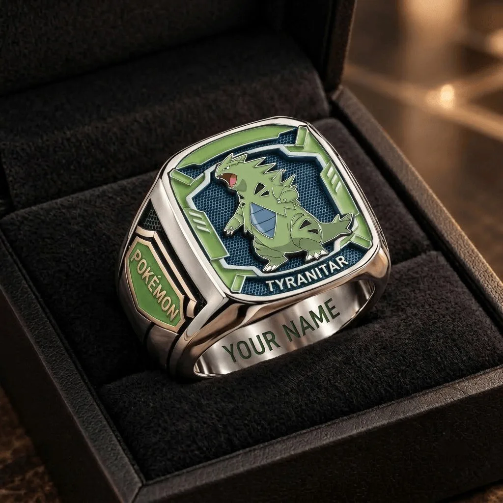 Tyranitar Pokemon Custom Engraved Fan Ring