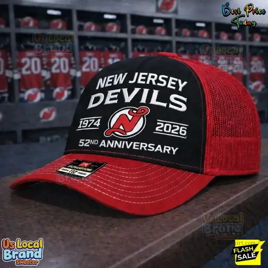 New Jersey Devils 52nd Anniversary 1974-2026 Trucker Cap Hat