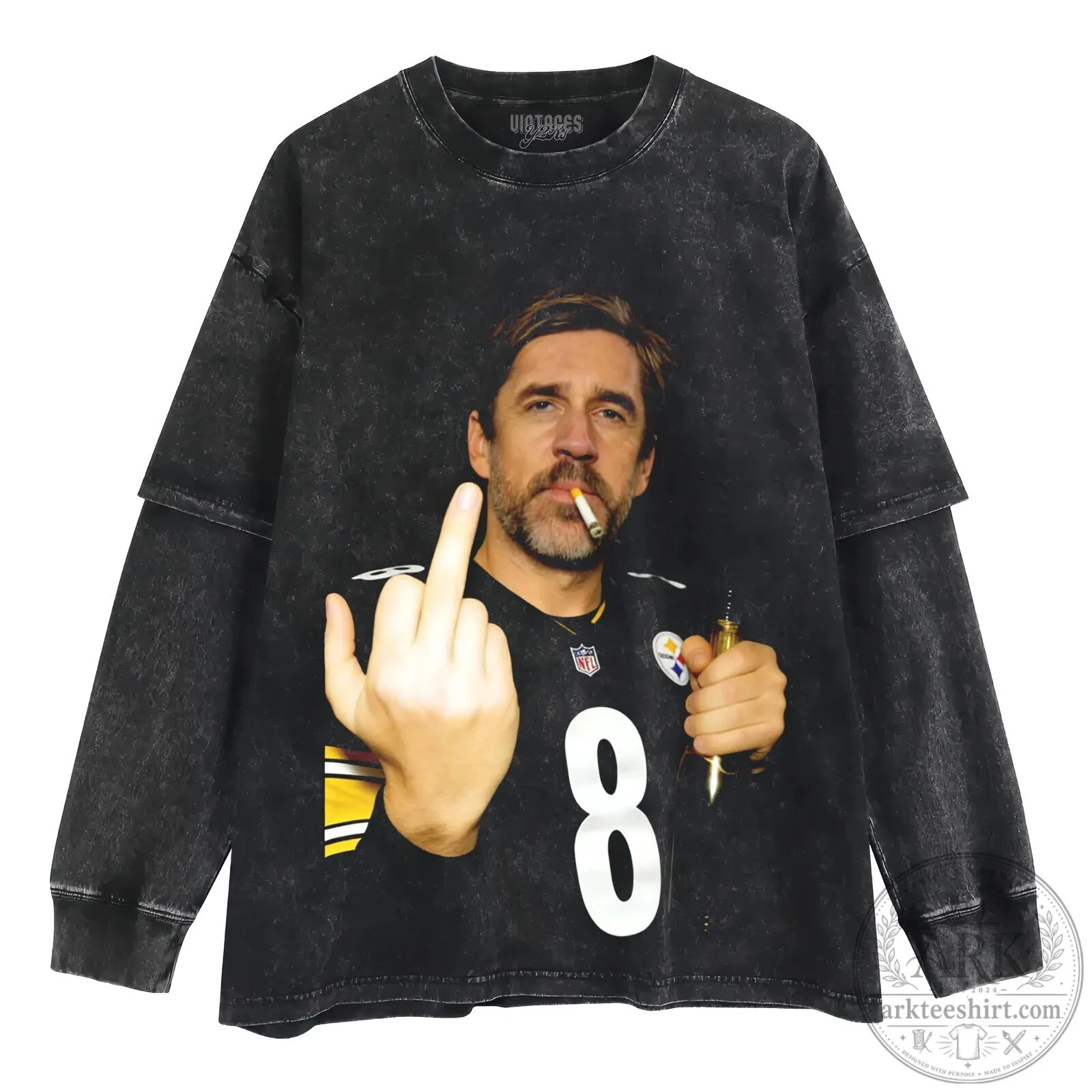 Aaron Rodgers Middle Finger Smoking Vintage Long Sleeve T-Shirt