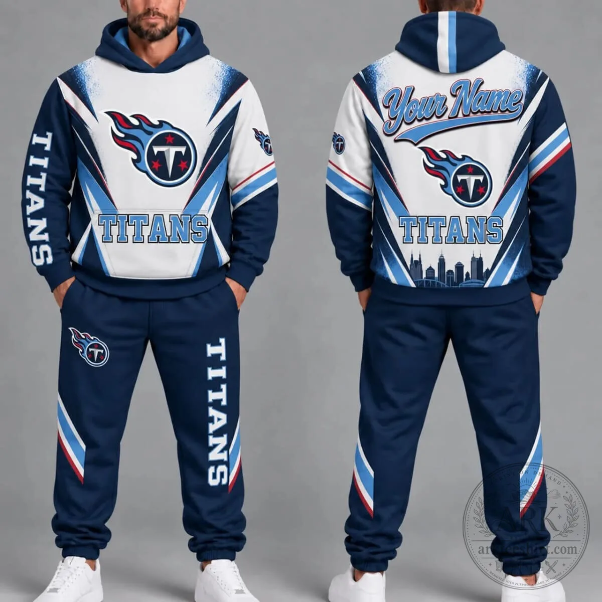 Tennessee Football Titans Personalized Hoodie and Jogger Set for Men