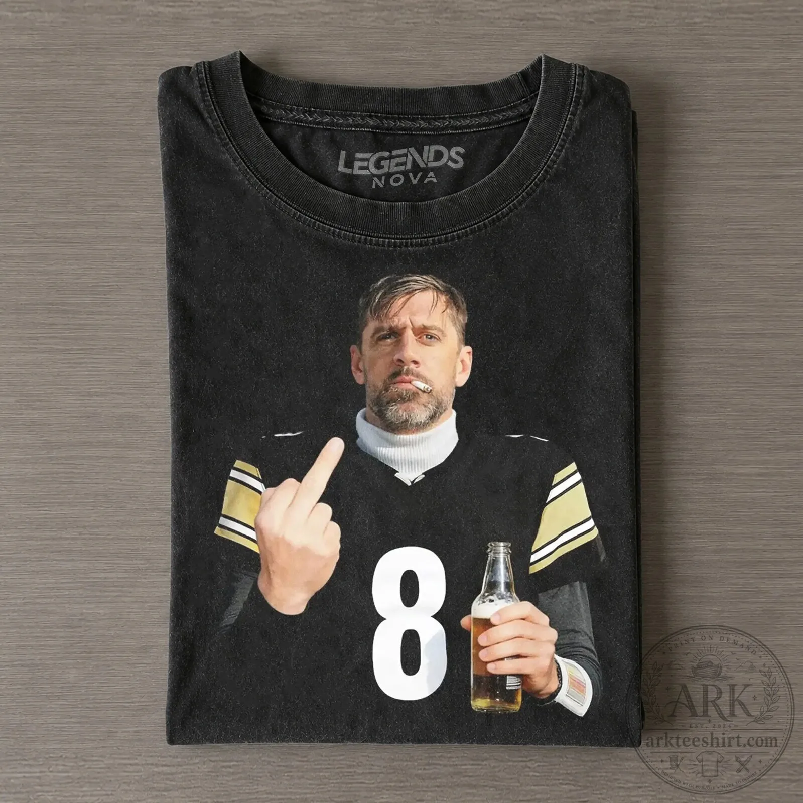 Football Fan T-Shirt Featuring Aaron Rodgers' Middle Finger Design