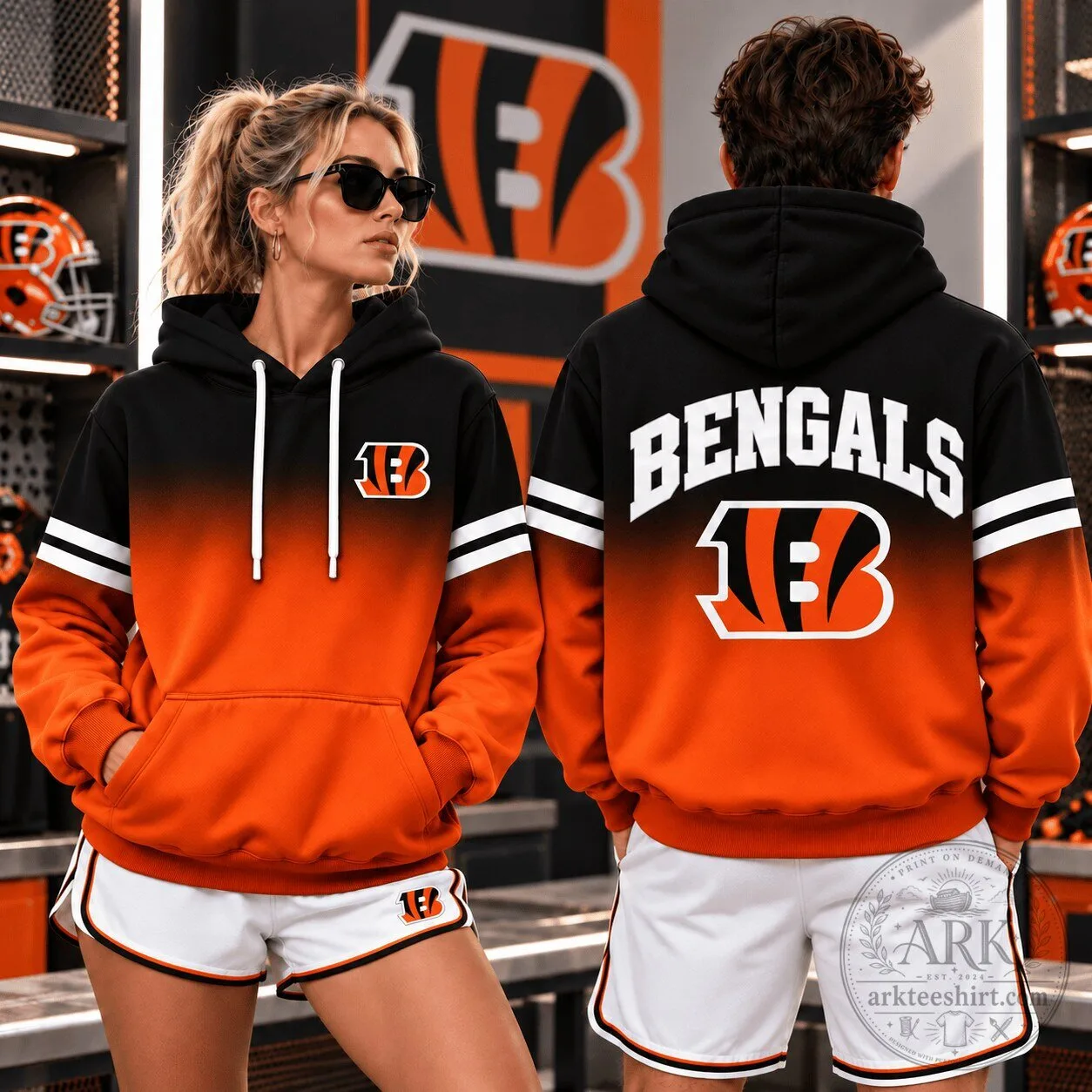 Cincinnati Bengals NFL Team Color Block Game Day Hoodie for Men and Women