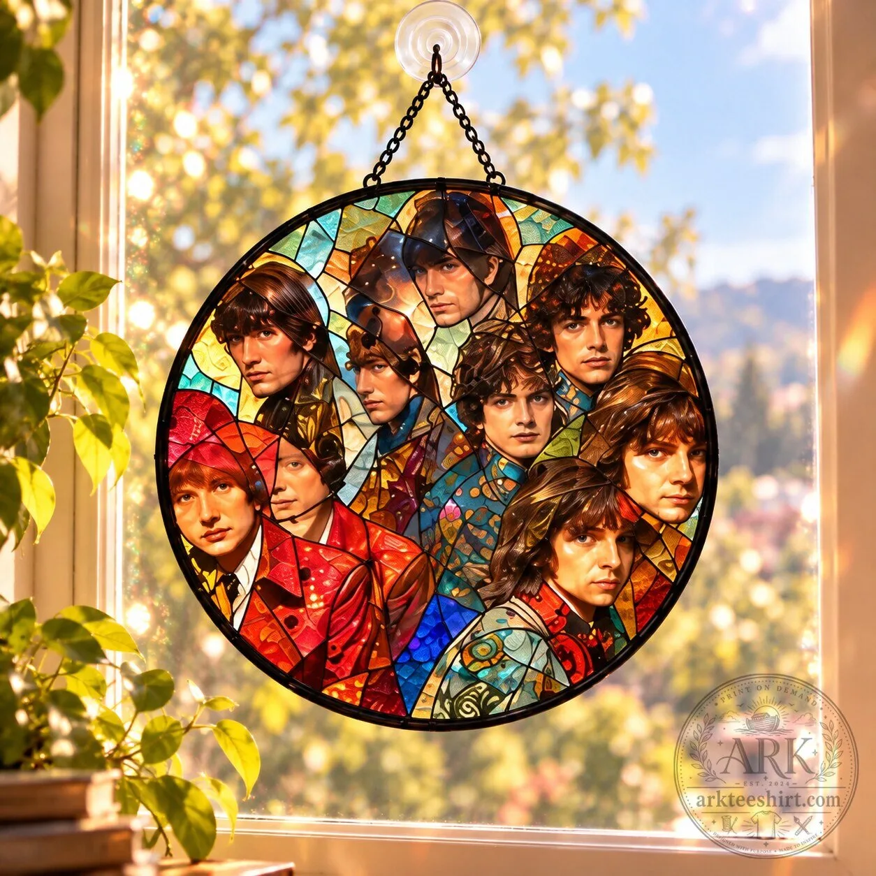 Pink Floyd Band Members Stained Glass Suncatcher Window Hanging Decoration