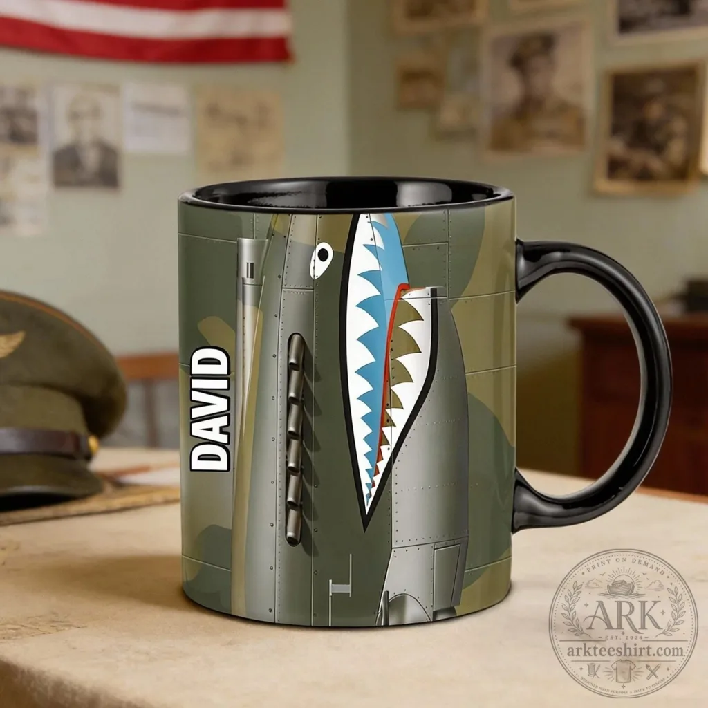 Personalized World War II Flying Tigers P-40 Warhawk Shark Mouth Coffee Mug Personalized World War II Flying Tigers P-40 Warhawk Shark Mouth Coffee Mug
