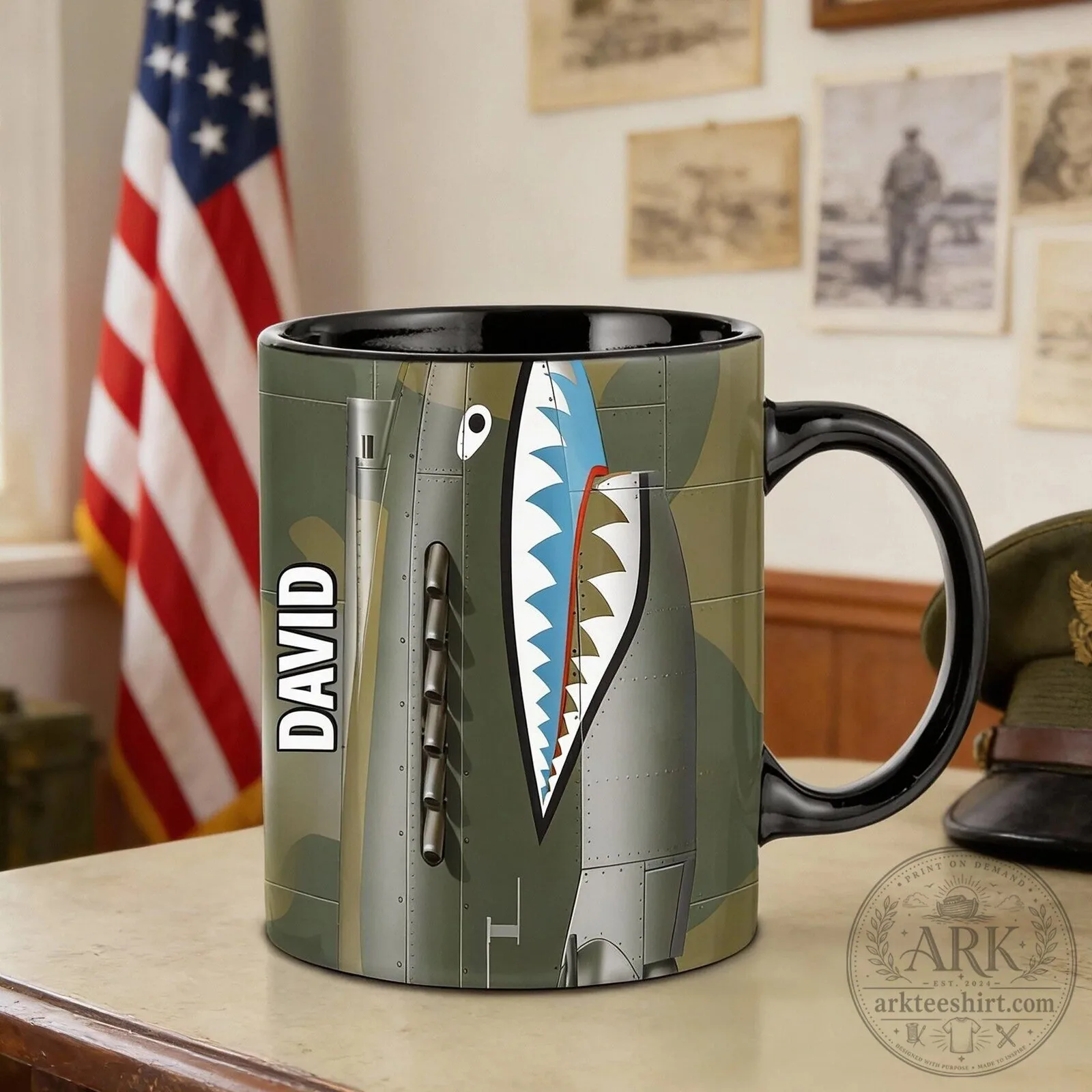 Personalized World War II Flying Tigers P-40 Warhawk Shark Mouth Coffee Mug 10 Personalized World War II Flying Tigers P-40 Warhawk Shark Mouth Coffee Mug