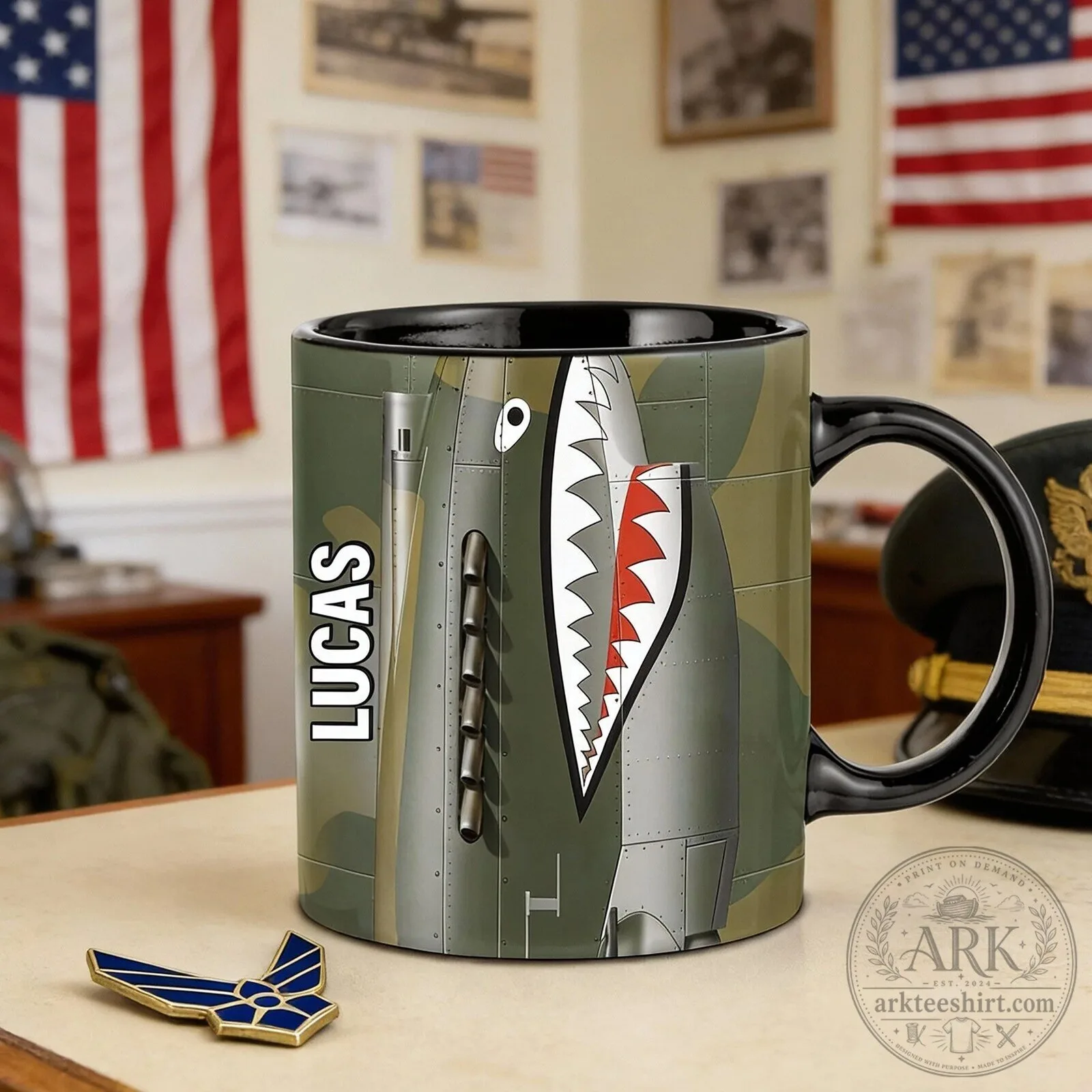 Personalized World War II Flying Tigers P-40 Warhawk Shark Mouth Coffee Mug 11 Personalized World War II Flying Tigers P-40 Warhawk Shark Mouth Coffee Mug