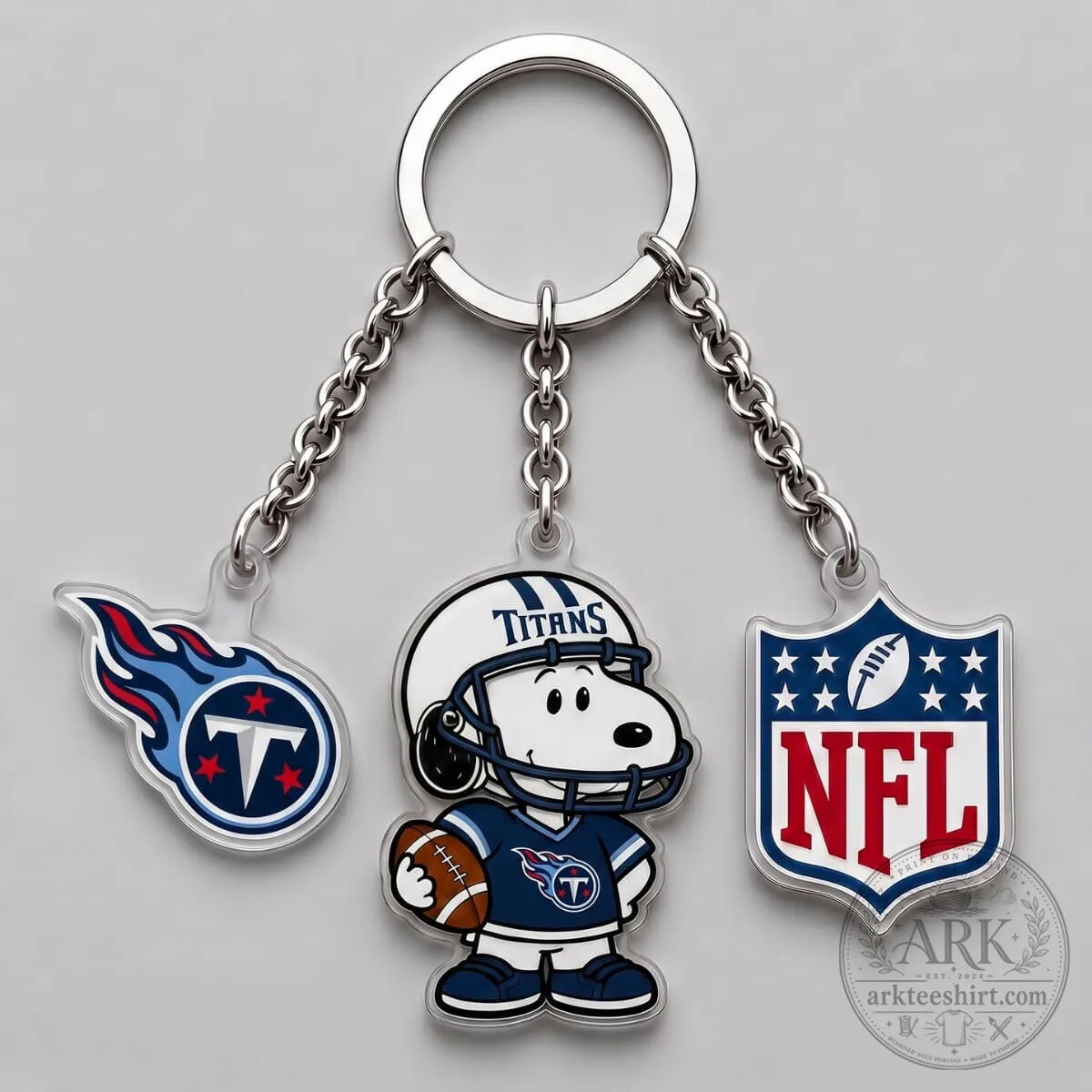 Tennessee Titans Snoopy National Football League Triple Charm Keychain