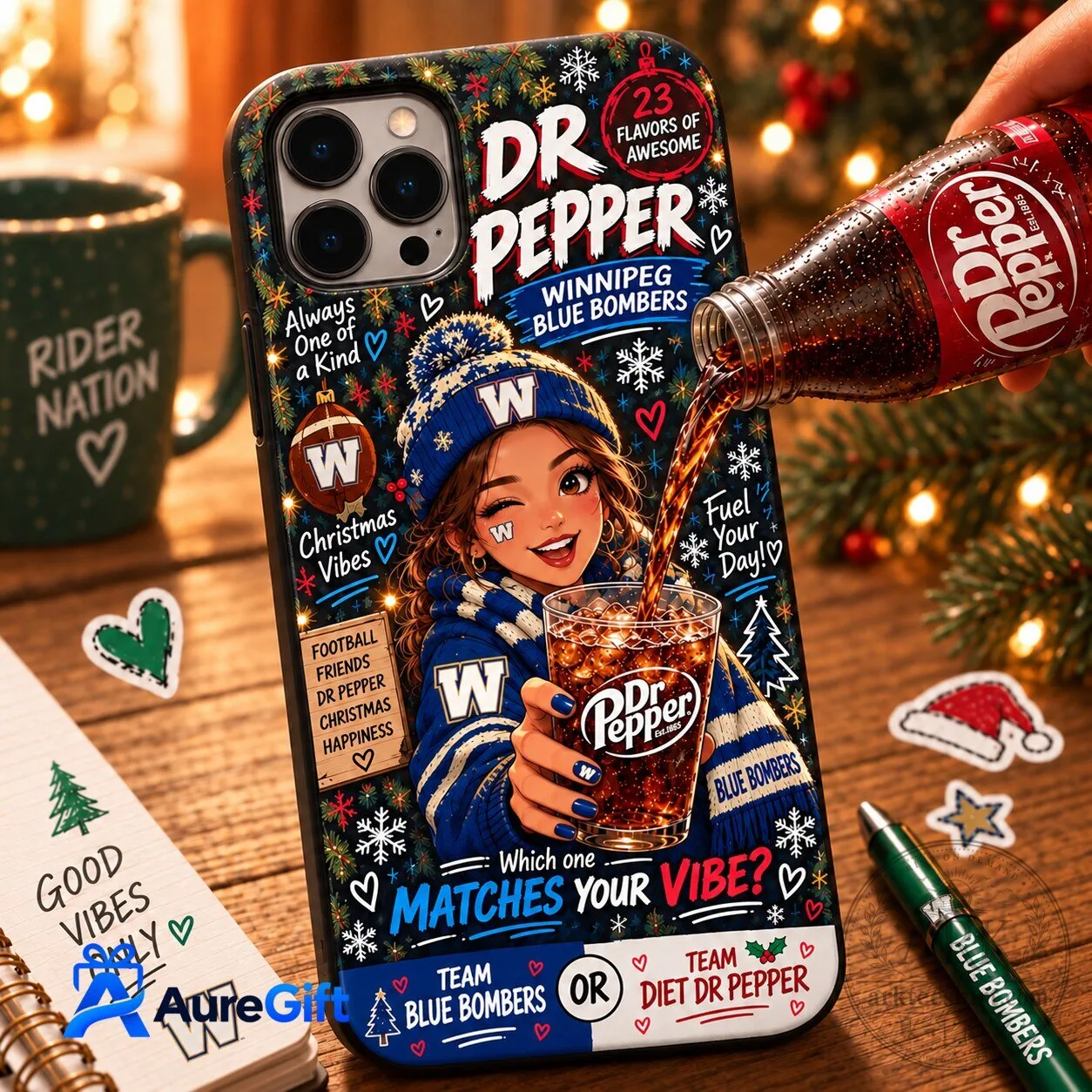 Winnipeg Blue Bombers Dr Pepper Christmas Personalized Phone Case