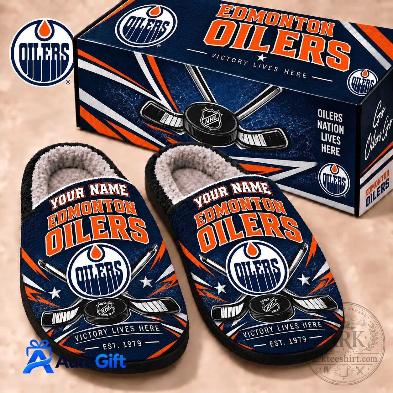 Edmonton Oilers NHL Personalized Slippers for Men and Women, Victory Lives Here