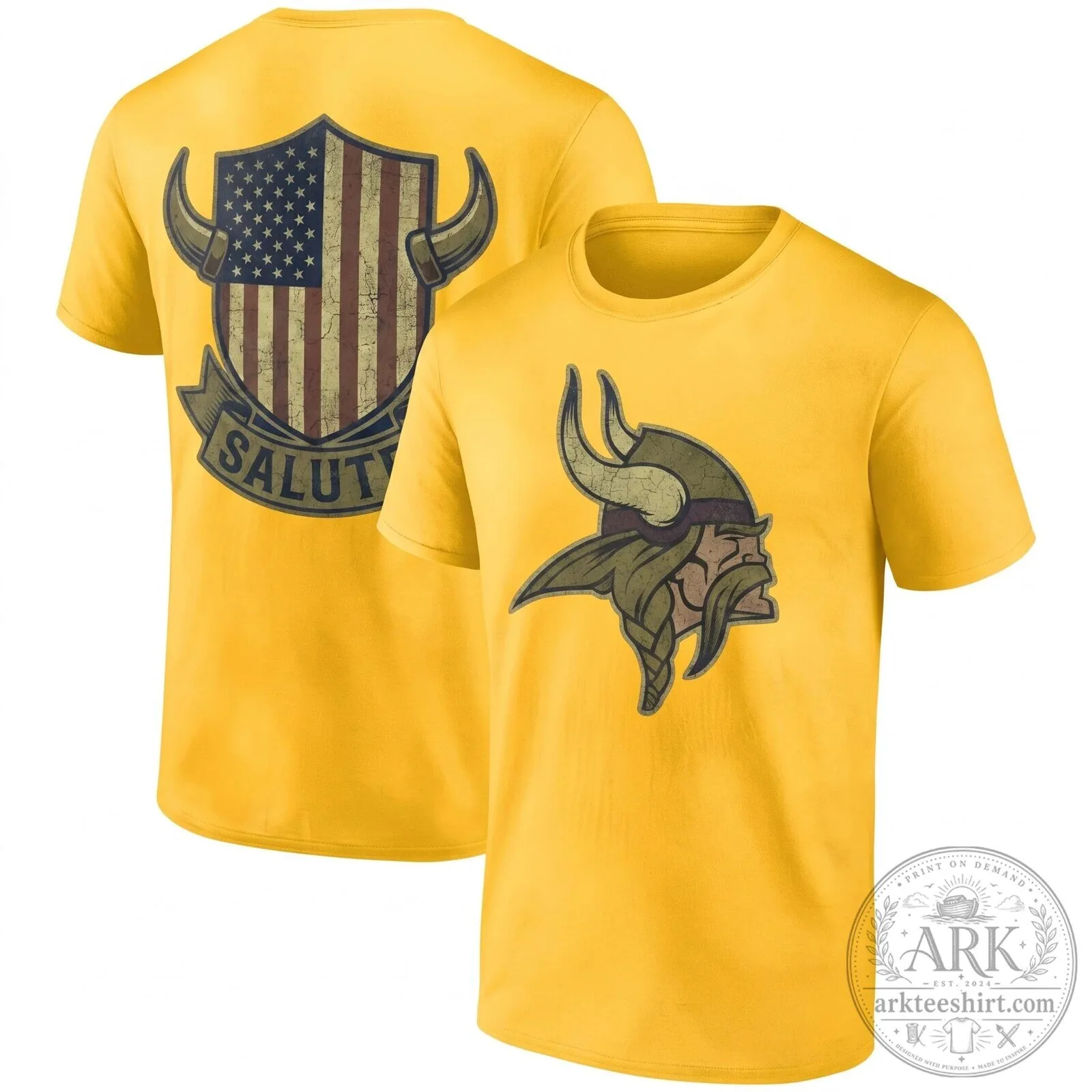 Distressed Black T-Shirt Featuring American Flag for Minnesota Vikings Salute To Service 13 Distressed Black T-Shirt Featuring American Flag for Minnesota Vikings Salute To Service