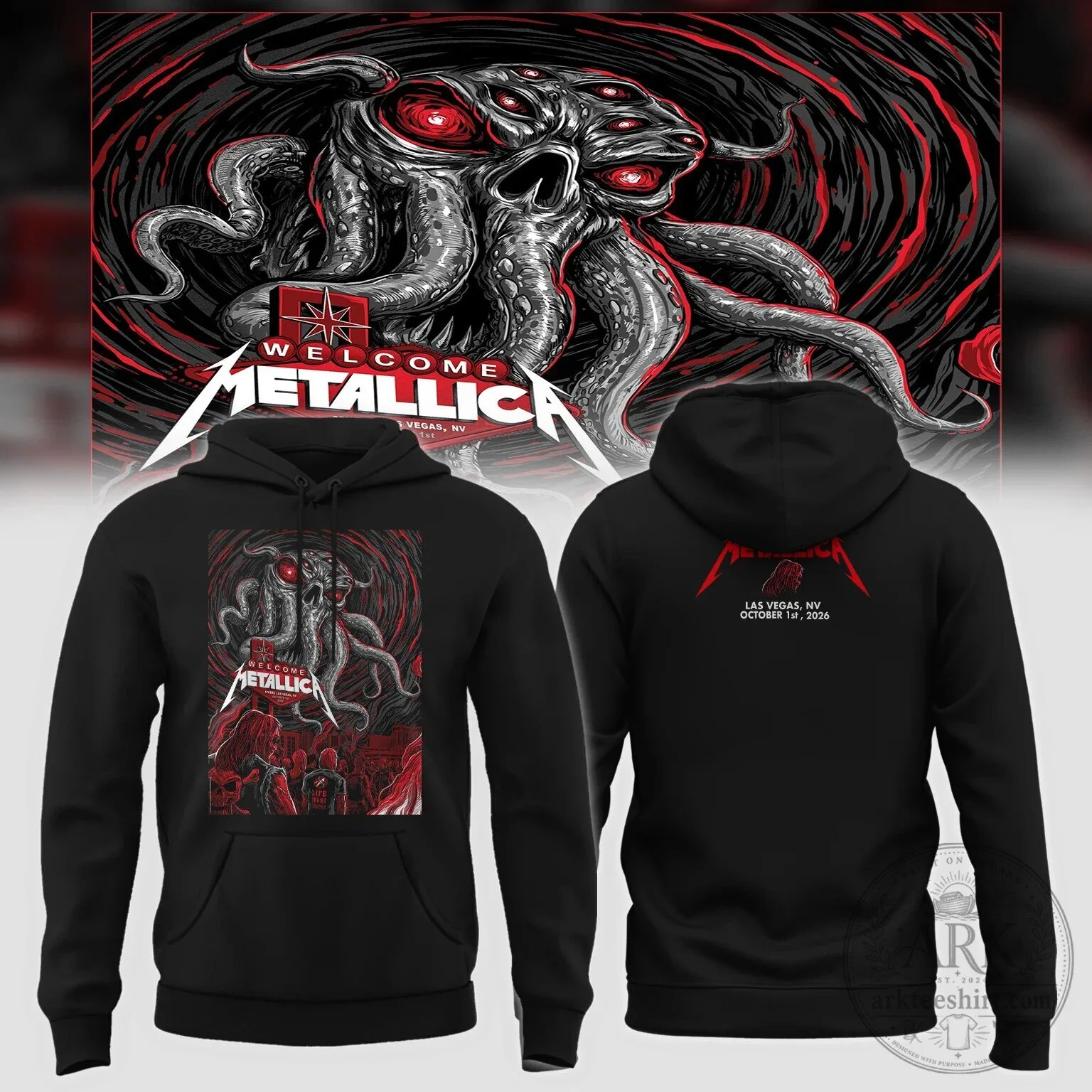 Metallica Welcome to Las Vegas 2026 Concert Cthulhu Art Hoodie