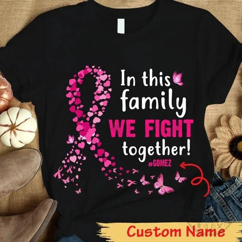 Personalized Breast Cancer Awareness Pink Ribbon Butterfly Family T-Shirt 6 Personalized Breast Cancer Awareness Pink Ribbon Butterfly Family T-Shirt