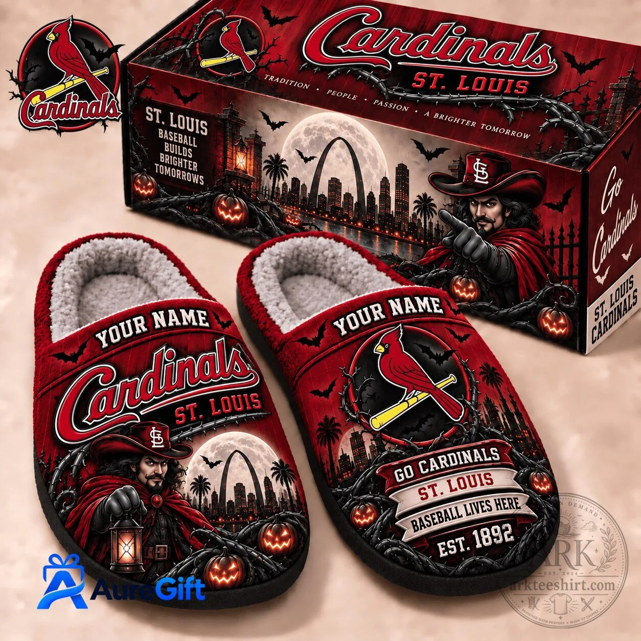 St. Louis Cardinals Halloween Baseball Team Slippers Personalized Gift