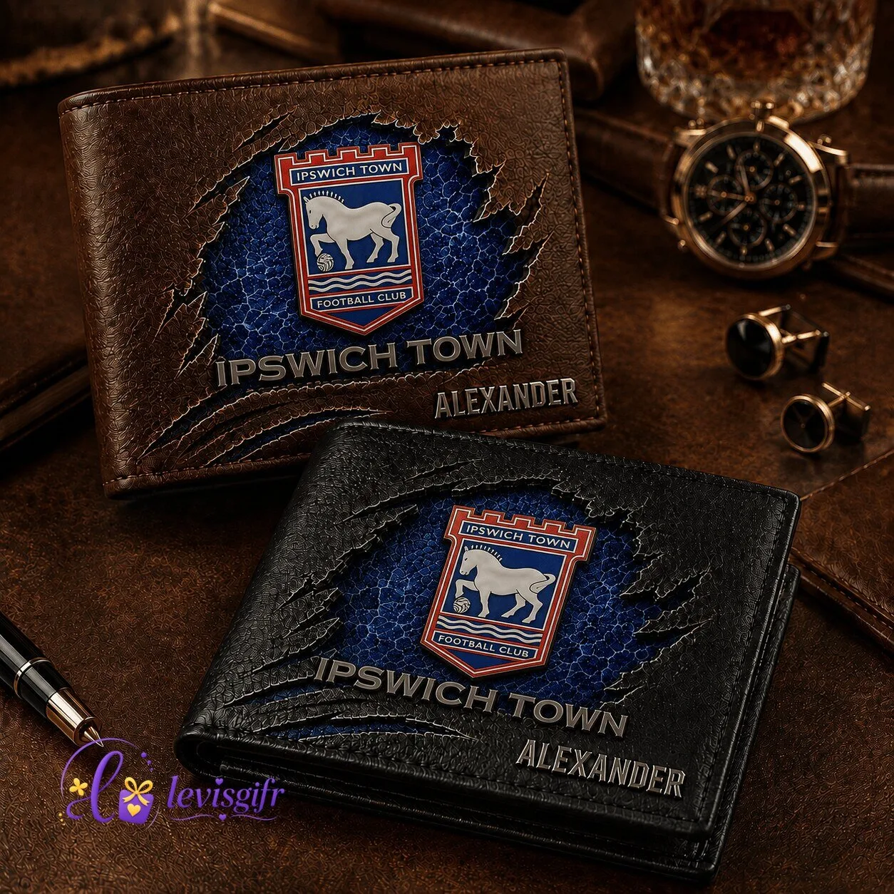 Ipswich Town Football Club Personalized Leather Wallet