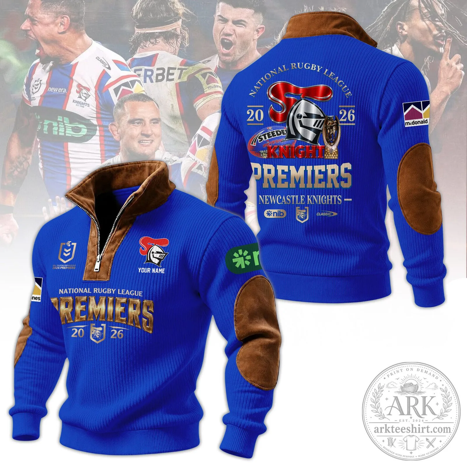 Quarter Zip Ribbed Sweater for Newcastle Knights NRL Premiers