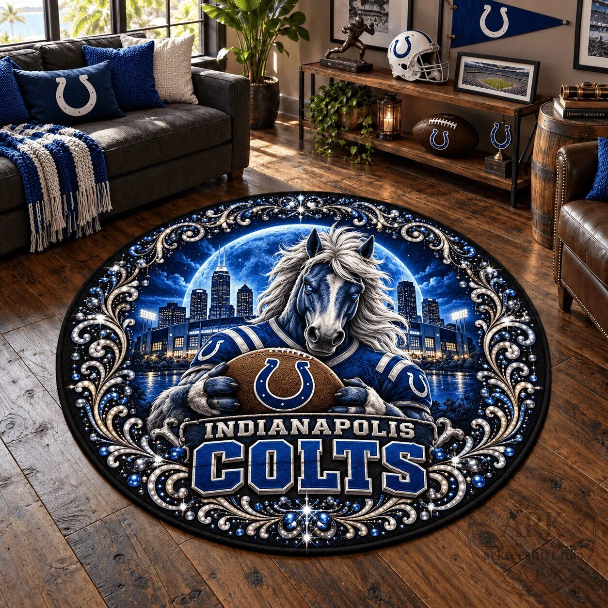 Indianapolis Colts Football Team Logo Round Floor Rug