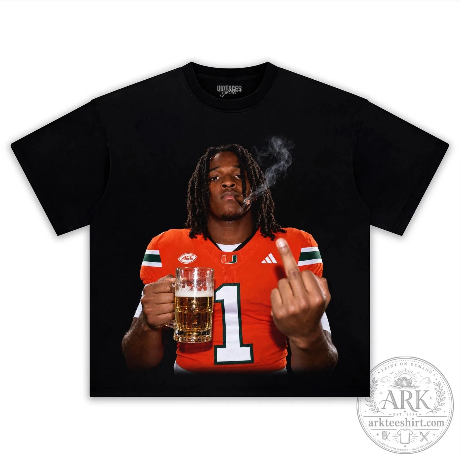 Malachi Toney Middle Finger University of Miami Football T-Shirt 11 Malachi Toney Middle Finger University of Miami Football T-Shirt