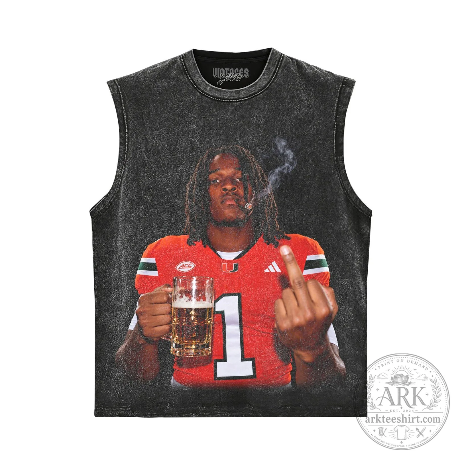 Malachi Toney Middle Finger University of Miami Football T-Shirt 13 Malachi Toney Middle Finger University of Miami Football T-Shirt