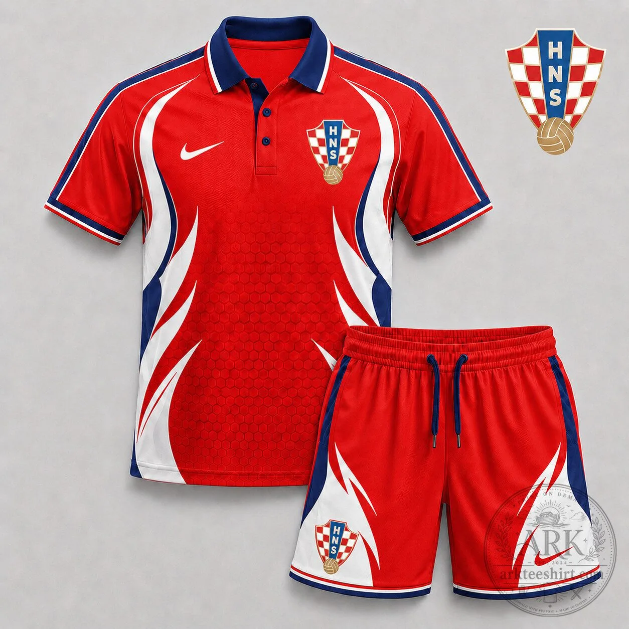 Croatia National Football Team Red and White Polo Shirt and Shorts Set
