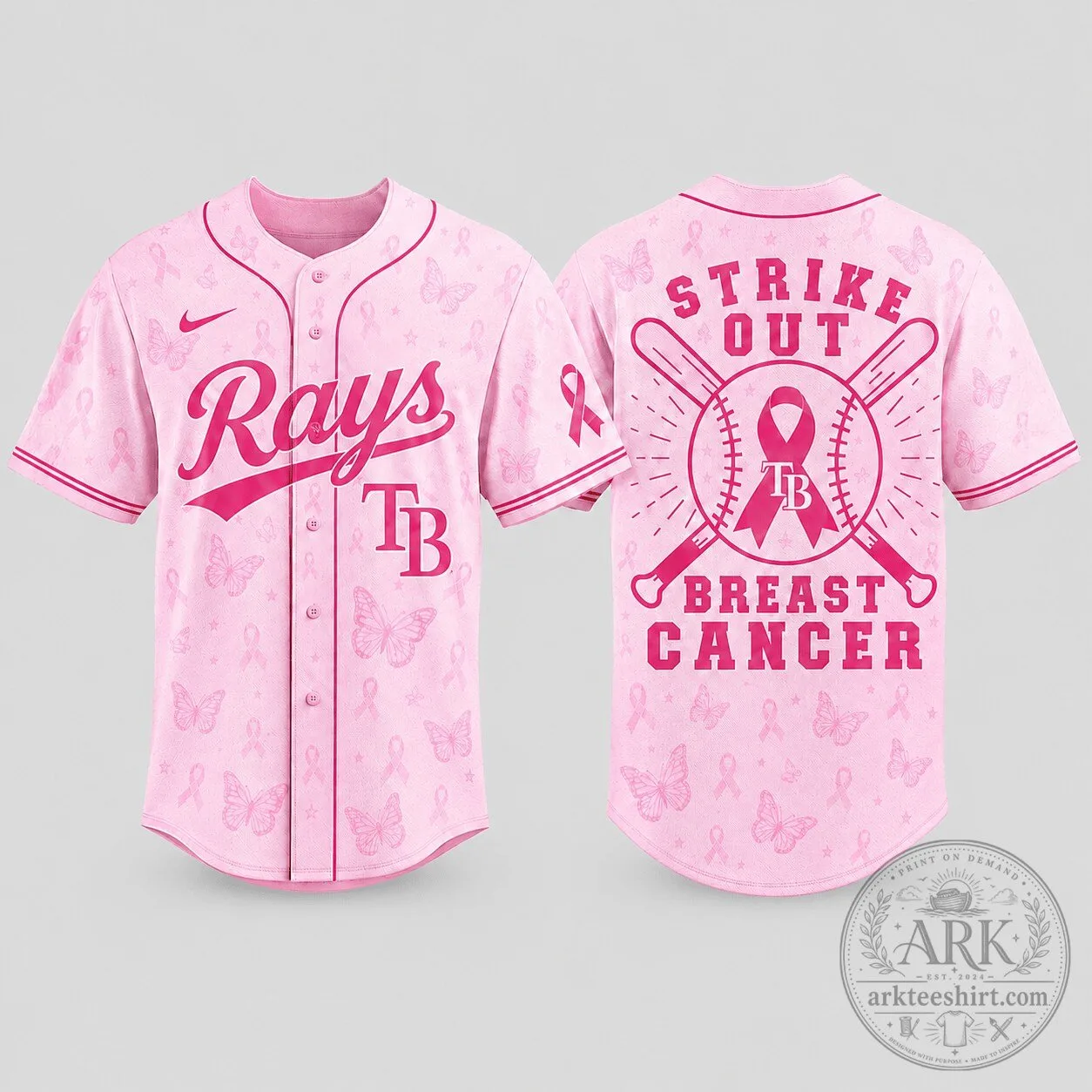 Pink Ribbon Breast Cancer Awareness Jersey for Tampa Bay Rays Baseball Fans