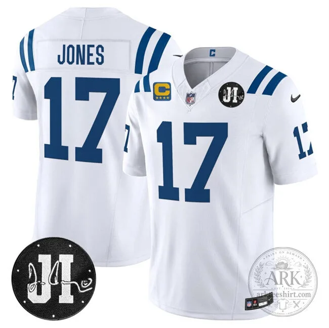 Indianapolis Colts Football Daniel Jones Number 17 White Replica Jersey
